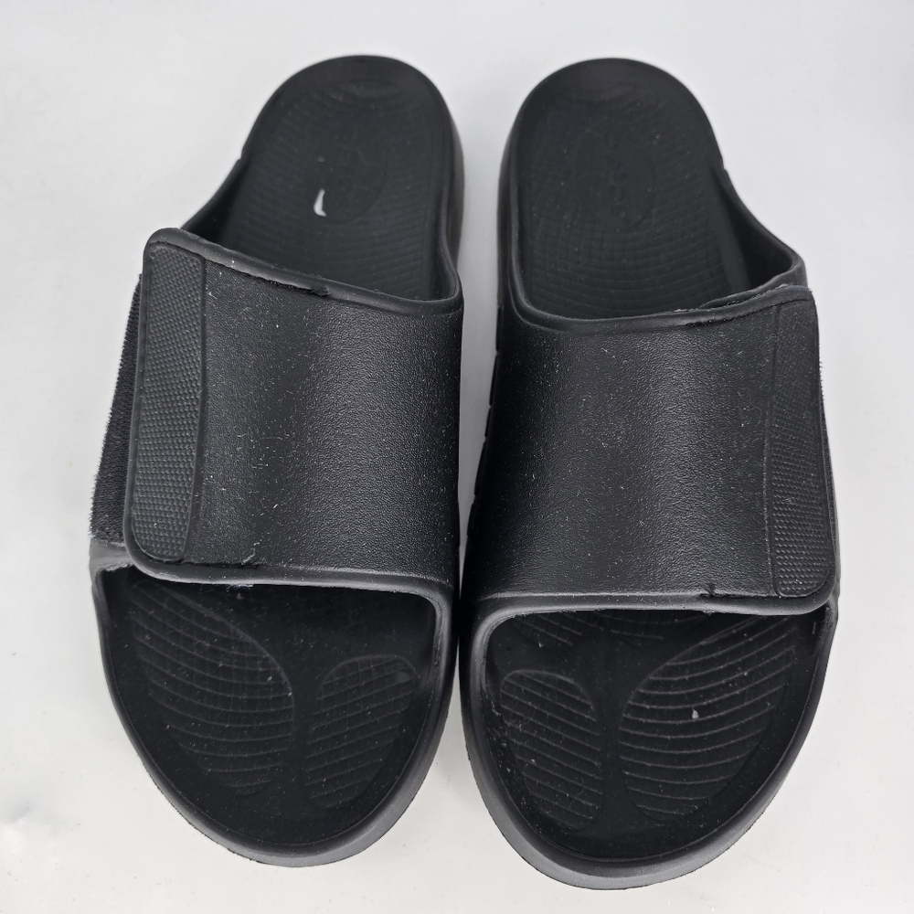 oofos OOahh Sport Flex slide Sandal - Matte black size mens 15 - Picture 4 of 11